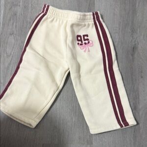 Zara Kids Cream Joggers with Maroon Accents
